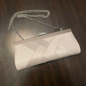 David’s Bridal silver clutch